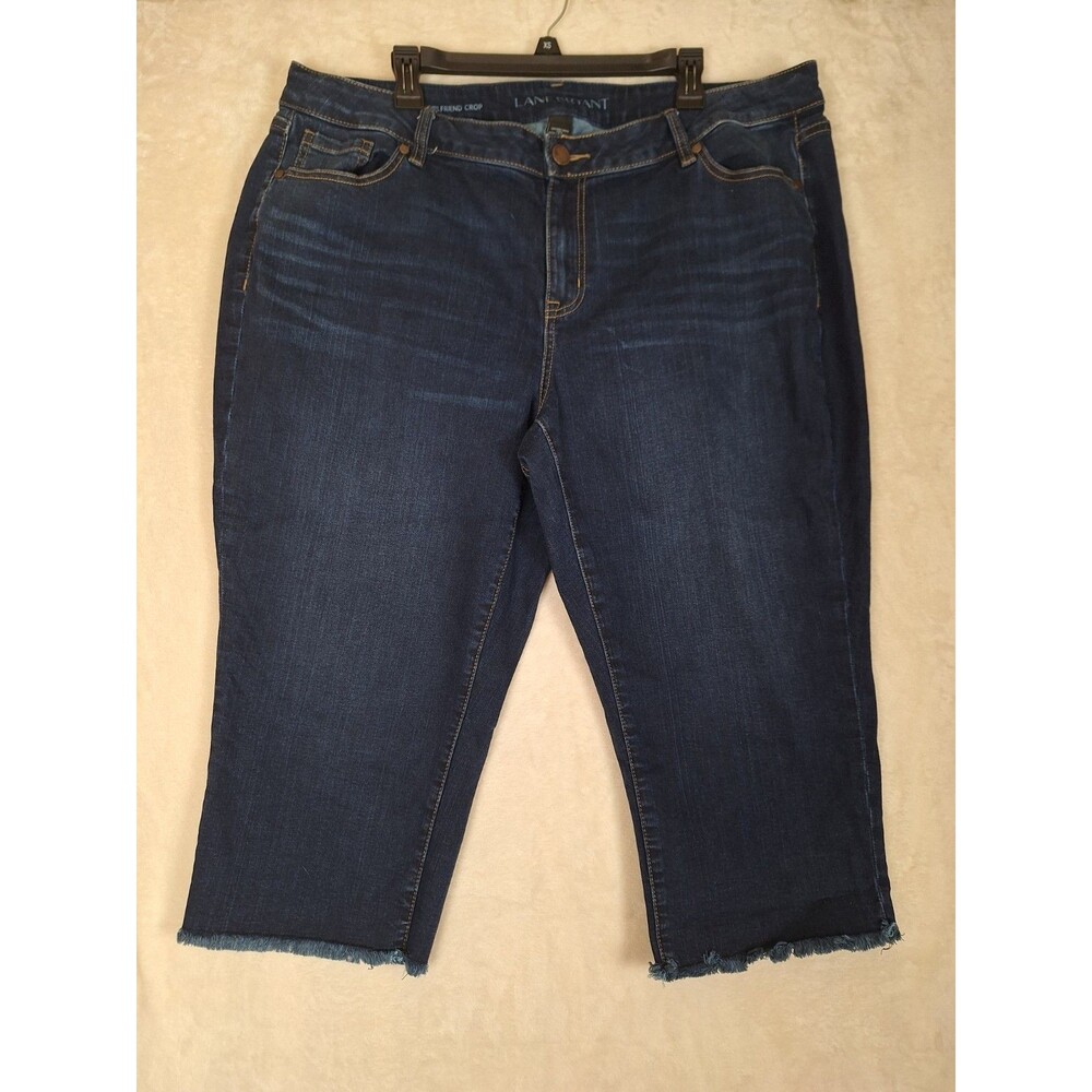 Lane Bryant Women's Size 20 Girlfriend Crop Stretch Blue Jeans Frayed Hem 40x21